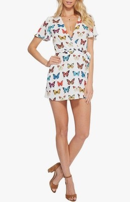 Show Me Your Mumu Women's Sabrina Romper Butterflies Colorful Size Small