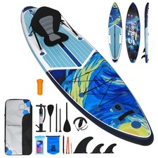 11FT Inflatable Surfboard Stand Up Paddle Board SUP Complete Kit Kayak Seat Blue