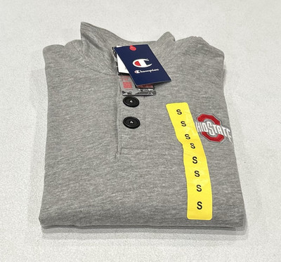 #ad Champion Men#x27;s Collar Mock Neck Pullover Sweatshirt Gray Size S $14.95