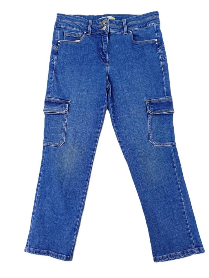 Next Denim Women’s CARGO Jeans Slim High Rise Lift Slim & Shape Blue Size UK 14S - Image 2 of 4
