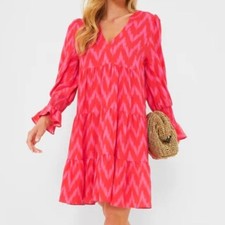 Tuckernuck Pomander Place Hot Pink Ikat Kenzo Mini Dress Large Valentine's Day