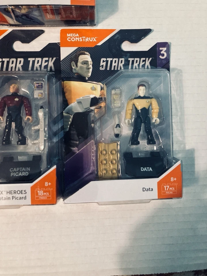 Mega Construx Star Trek LOT, Captain Picard, Data, 3 Borg New - Image 4 of 4