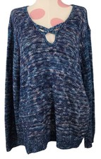 Women's New Directions Blue Sweater USA Made Size Large Soft Oversized Pull Over