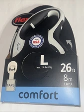 Flexi New Comfort Tape Leash Grey/Black 26 foot for Large Dogs Up To 110 lbs NEW