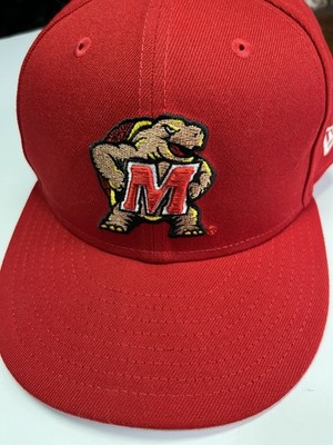 New Era Red Maryland Terrapins 59 FIFTY Mens Fitted Hat Cap 7-7/8 62.5 cm EUC