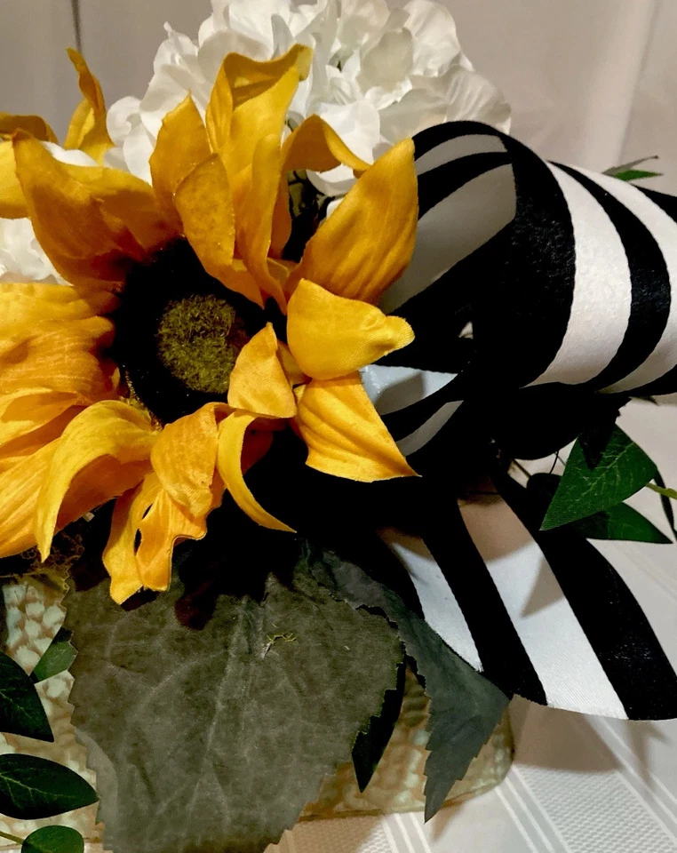 Charming Sunflower And White Hydrangea Arrangement - Image 3 of 4