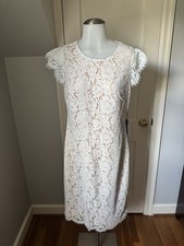 Vince Camuto Ivy Floral Lace Dress Cap Sleeve Back Cutout 10 New Elegant Party
