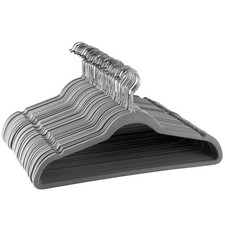 Elama Home 50 Piece Flocked Velvet Clothes Hangers with Swivel Hooks in Gray