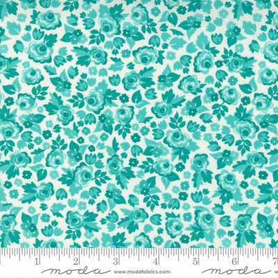 Love, Lily 24111 16  Teal Floral Moda April Rosenthal