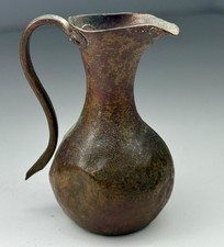 Antique Mini Doll House Hand Hammered Artisanal Rustic Copper Pitcher Riveted