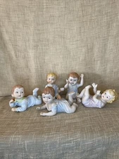 Vintage 1950’s KPM Porcelain Bisque Piano Babies 4.5in Set Of 5 In Great Shape