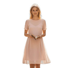 ZARA WOMAN LT.PINK CAMI DRESS WITH SHEER DRESS SZ.S EUC.