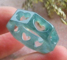 Video Certified Green A Jadeite Jade Heart Rhombus Circle Ring NO. 10.25 418799