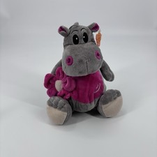 NWT Stuffed Hippo Gray Pink Flower Plush Stuffed Animal Toy Kiddie