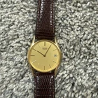VTG Seiko Watch Men 32mm Gold Dial Gold Tone Daydate Round