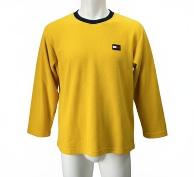  Vintage 90s Y2K Tommy Jeans Yellow Fleece Crewneck Sweatshirt Men's L/G 