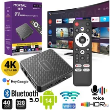 Android 14 Smart TV Box 8K HDMI Quad Core HD Bluetooth WIFI Media Stream Player