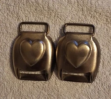 2 Civil War era HEART HORSE Bridle Harness BUCKLE Rosette Tack USA