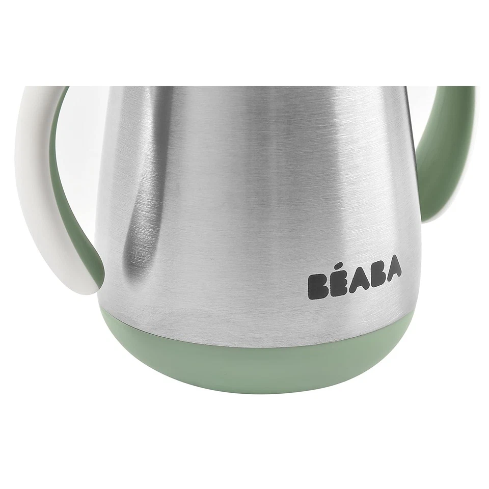 Taza para sorber de acero inoxidable BEABA a prueba de derrames pajita taza para niños pequeños 8 oz aislada Foto 4 de 4