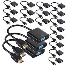  20 Pack HDMI to VGA Adapter Converter Bulk Gold Plated Black HDMI to VGA 