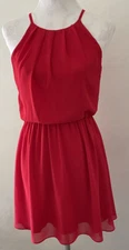 BCX Dress Red Fit and Flare Pullover Cocktail Party w/1 Button Closure Size S