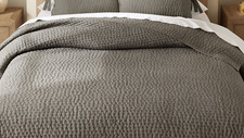 Pottery Barn Pickstitch Pick Stitch FULL QUEEN Size Quilt CHARCOAL Gray NEW