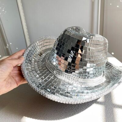 Mirror Disco Cowboy Hat Stunning Disco Ball Hats Reflective  display picture 2