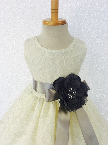 Ivory French Lace Off White Ribbon Flower Girl Dress Birthday Wedding Pageant - Picture 52 of 136
