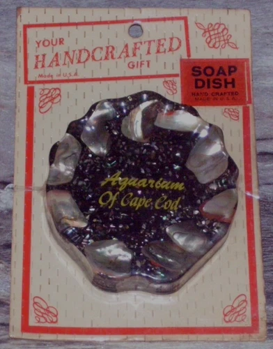 Vintage Lucite Abalone Shell Soap Dish Aquarium of Cape Cod Original Package