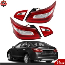 4PCS Tail Lights Inner&Outer Lamp LH&RH Side For 2016-2018 Nissan Altima Chrome