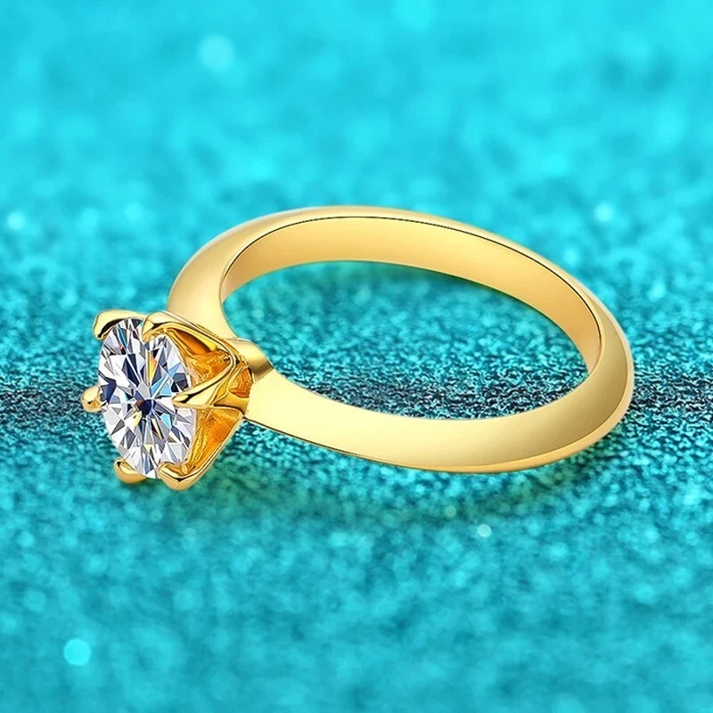 2ct Gold Ring Diamond Test Pass Round Lab-Created VVS1/D/Excellent Size US:6 - Image 3 of 4