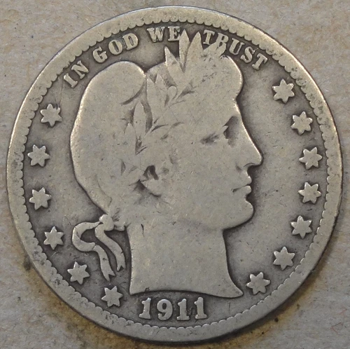 1911-D Barber Quarter 25c VG As Pictured