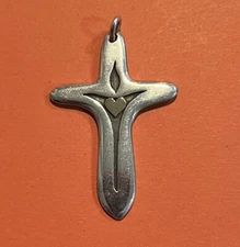 James Avery Retired 14k Gold And Sterling Silver Light Of The World Flame Cross 