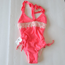 California Kisses girls pink flamenca one piece swim wear size L 8-10