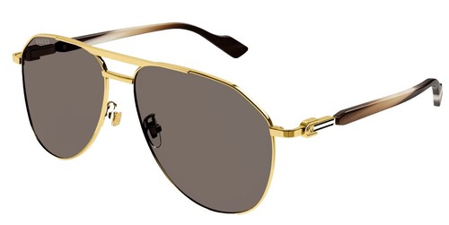 Gucci Sunglasses GG0043SA 002 Polished Gold Aviator Frames with Dark Gray Lenses Gucci Sunglasses GG0043SA 002 Polished Gold Aviator Frames  main image 2