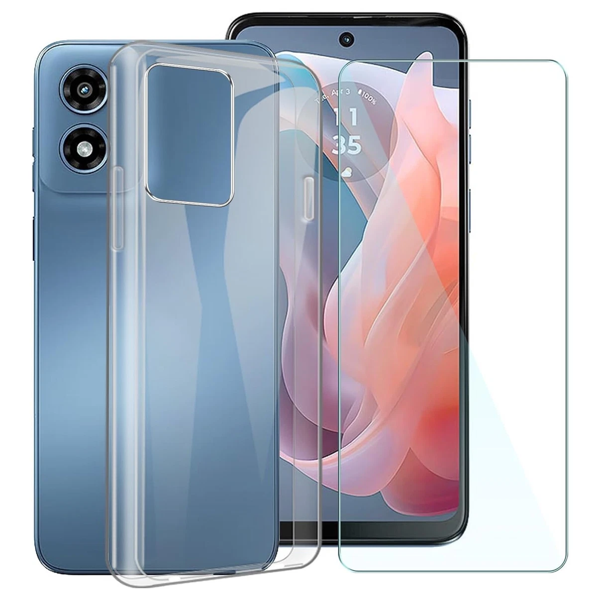 EbestStar Cover Portafoglio Per Motorola Moto G XT1032 | 3 Custodie In Silicone TPU + 3 Pellicole + Penna | Trasparente Viola Rosa