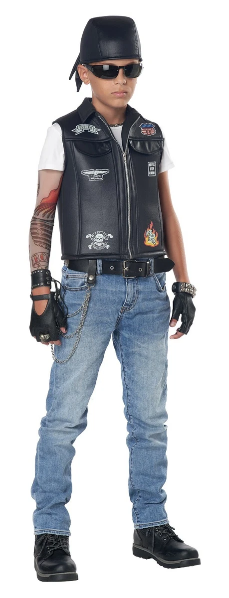 Cool Kid Biker Vest Child Boys Costume