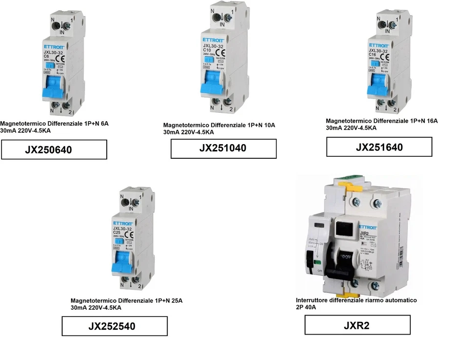 Interruttore Magnetotermico Differenziale 1P+N 16A C6 VARIE POTENZE
