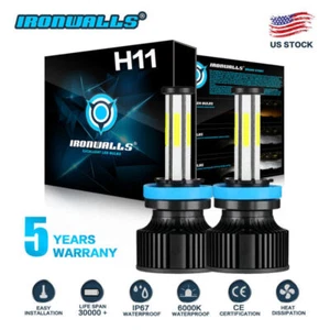 6-Sides H11 H8 H9 LED Kit phare Ampoules de faisceau haut bas Super Bright 6500K blanc