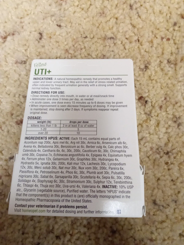 Homeopet Uti Plus Urinary Tract Infection For Cats, 15 Ml Natural ...
