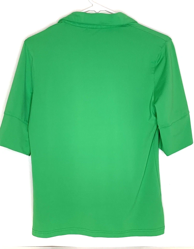 Golfino Women's Large L 12 Golf Shirt Top Collared Green Sequined Parrot - Image 3 of 4