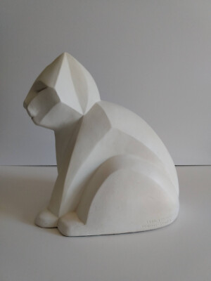 Austin Productions Cubist cat sculpture by Karin Swildens 1989