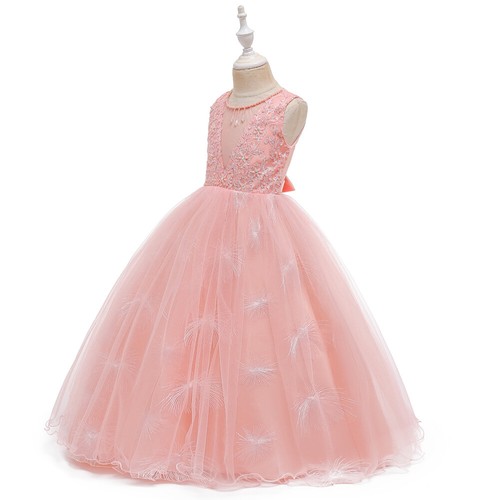 Flower Kids Girls Party Tulle Long Dress Bridesmaid Wedding Formal Prom Dresses - Picture 33 of 58