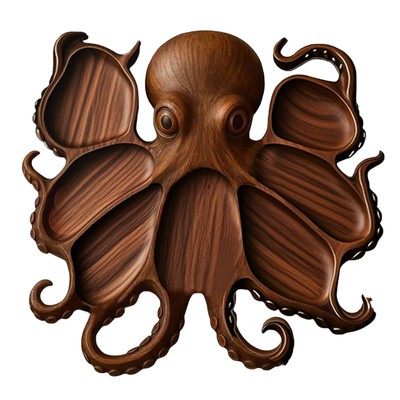 Octopus Shaped Fruit Plate Wooden Creative 7 Partitions 2025 Newest