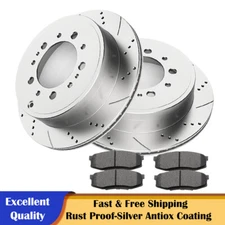 345mm Rear Drilled Rotors Ceramic Brake Pads Kit for Toyota Sequoia Tundra LX570