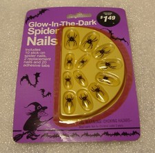 NEW Rubie's Goth Spider Press On Nails Glow in the Dark Halloween Costume