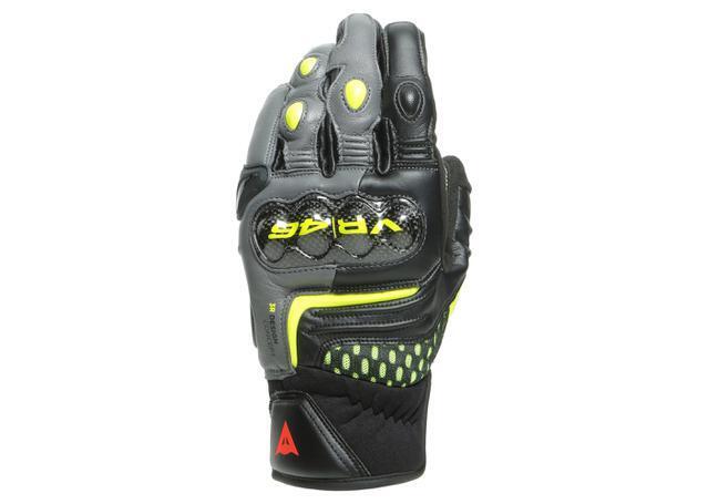 Dainese VR46 Sector Short Leather Gloves Black/Anthracite/Fluro