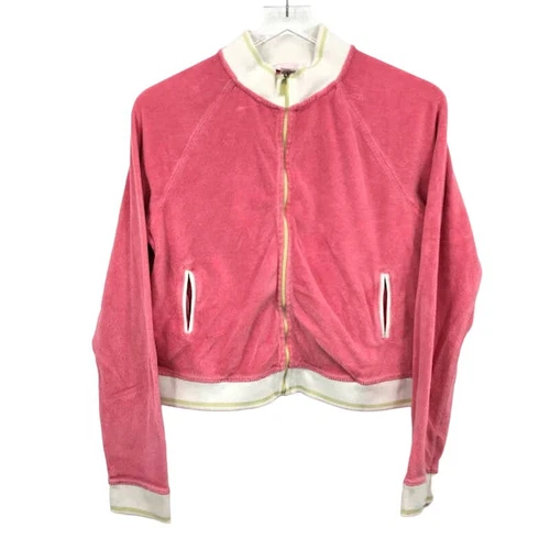 UNDERCOVER Giacca Bomber Victoria's Secret Terry Panno L Full Zip Rosa Bianco Bordo a Contrasto