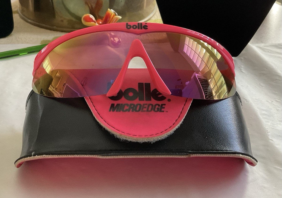Bolle Microedge Sunglasses Vintage 1980s Hot Neon Pink Blade  display picture 2