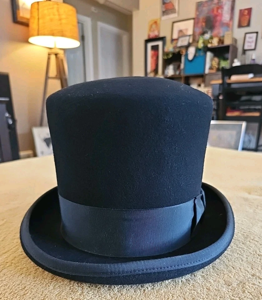 Sombrero de copa Walt Disney Productions vintage redondeado talla 73/8 fieltro resistente Foto 3 de 4